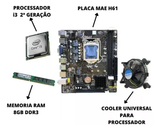 KIT UPGRADE CORE I3 2120 8GB/PLACA H61M