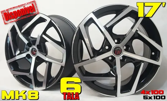 Roda aro 17 Volkswagen Mk8 preta com diamantado 5x100 jogo