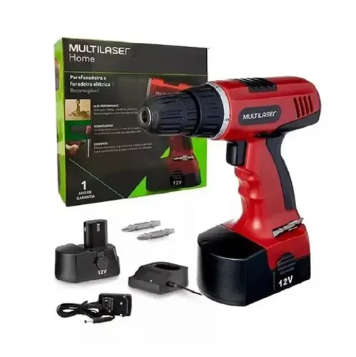Parafusadeira/Furadeira a Bateria 12V NI-CD com Carregador Bivolt - Multilaiser