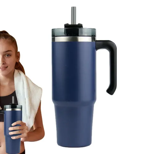 Copo Térmico Inoxidável 1200ml verde militar com Canudo Tampa Alça Bebidas Café Água