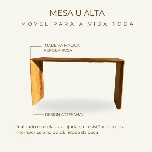 Mesa U alta madeira de demolição 