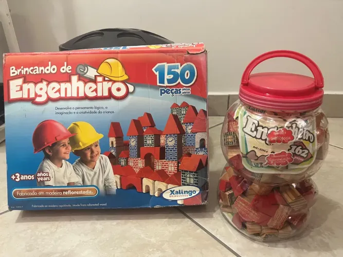 Brinquedo Educativo Blocos de Madeira Engajado 162 Peças