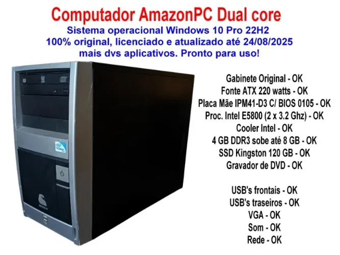 Computador AmazonPC e5800 (2 x 3.2 Ghz) - 100% - Pronto para uso!