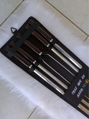 Kit com 5 espetos inox 70cm
