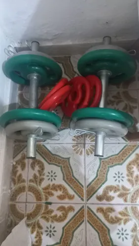 KIT HALTERES 24KG COM ANILHAS EMBORRACHADAS !