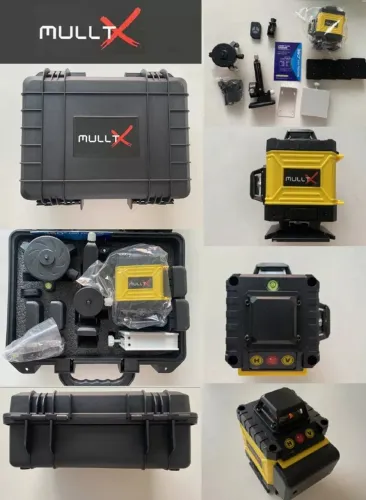 Nível Laser Profissional 16 Linhas 4d Com 4 Baterias Controle Remoto Alto Nivelador + 4 Ba