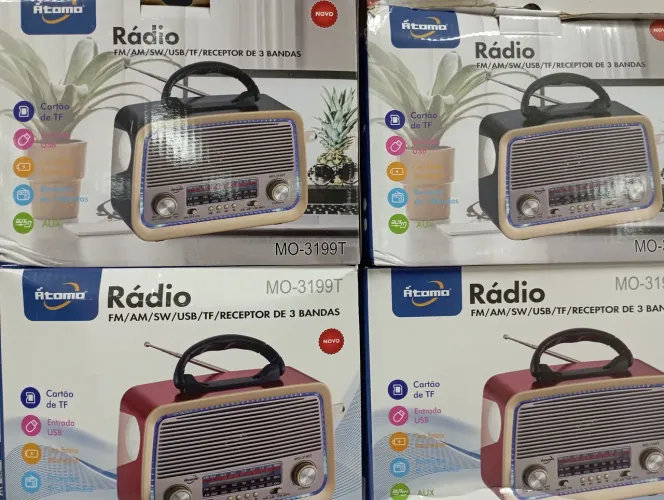 Rádio retrô com lanterna AM FM SW Recarregável