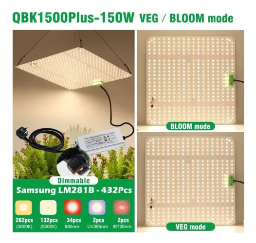 Quantum Board 1500w Lm281b 432 Leds + Dimmer+ Veg/flora 150w painel de led grow spectrum