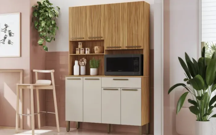 Armário 8 Portas Tannat frisado em MDF (Novo)