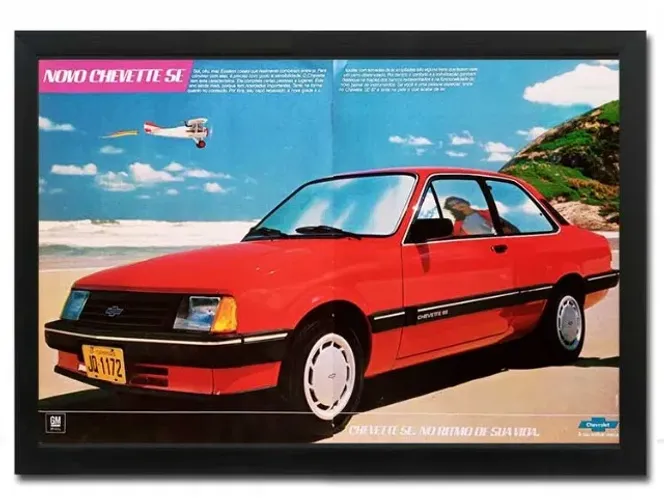 Chevrolet Chevette - Quadro decorativo com propaganda original de revista - anos 80