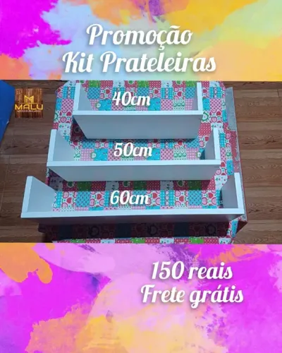 Kit Prateleiras 3 Peças - Branco - MDF - Frete Grátis