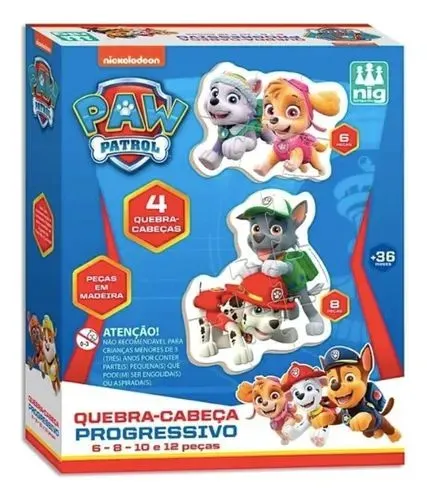 Quebra-Cabeça Progressivo da Patrulha Canina da marca Nig Brinquedos.