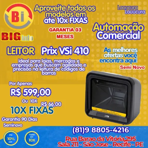 Leitor Código Barras Fixo Toledo VSi 410 USB Imager 2D QR Code - Em ate 10x Fixas 