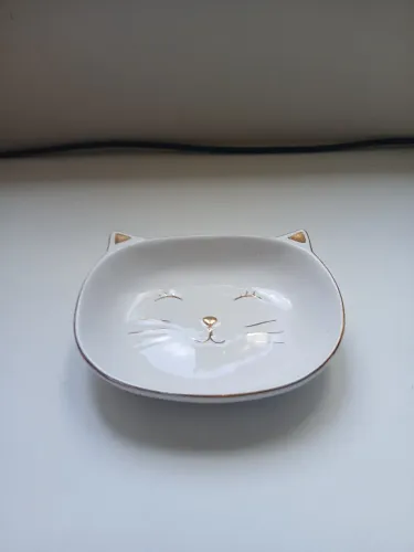 Porta joia gatinho cerâmica (13cm x 10cm)