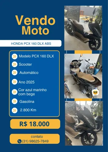 Vendo moto Honda PCX 160 DXL ano 2025