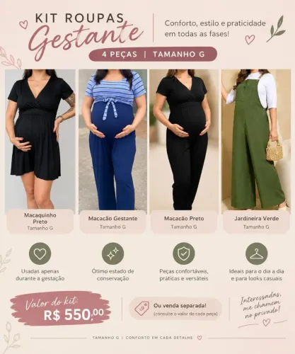 ?KIT COM 4 ROUPAS DE GESTANTE ? TAMANHO G ?