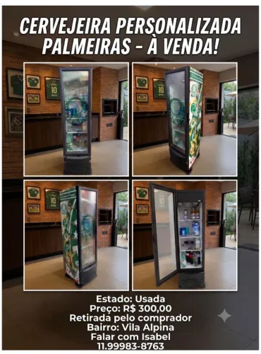 Cervejeira Expositora Personalizada Palmeiras - Funcionando 300L (aprox.)