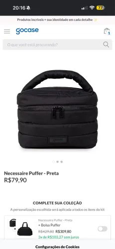 NECESSEIRE PUFFER GOCASE NOVA