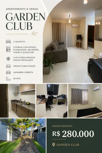 Apartamento no Condomínio Garden Club, 2 quartos