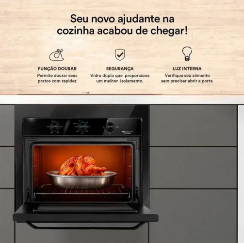 Forno Elétrico de Embutir EOS 47L Porta de Vidro All Black EFE47EP 110V