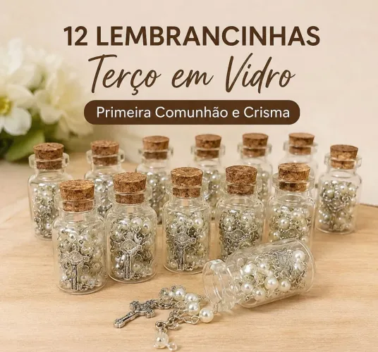 Lembrancinhas Terço em Vidro - Primeira Comunhão e Crisma 