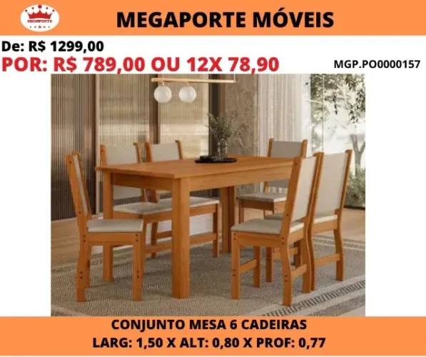 MESA DE JANTAR 6 CADEIRAS