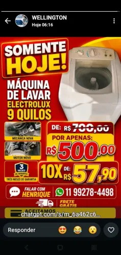 Lavadora Electrolux 9kg motor novo mecânica nova garantia de 3 mes parcelamento 3x cartão