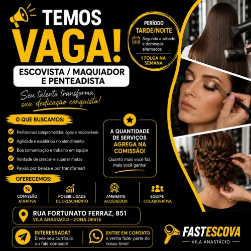 Vaga de Escovista/maquiador