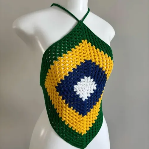 Cropped de crochê Copa do Mundo