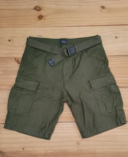 Bermuda Levi's Cargo Tam 42/44 - W33 Verde Militar Oliva Com Cinto Masculino Usado Origina