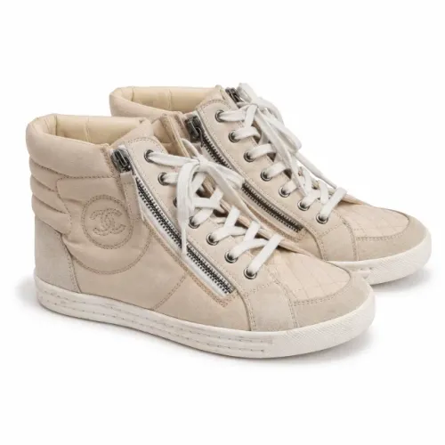 Tênis Chanel Cano Alto Bege Tamanho 37 Usado Original