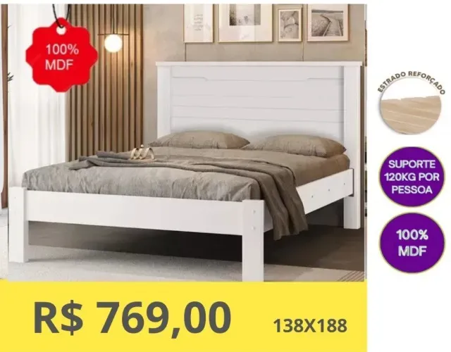 CAMA CASAL MADEIRA 100% MDF A PRONTA-ENTREGA