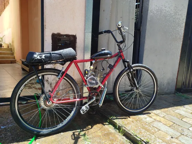 Bicicleta motorizada 80cc, motor modelo novo 2025.