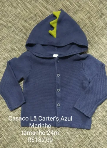 Casaco de Lã azul marinho dinossauro da Carter's - Tamanho 24 meses