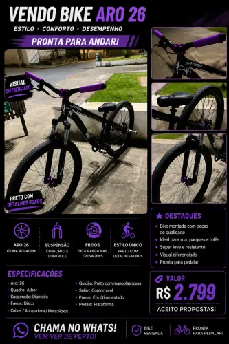 Bike Aro 26 personalizada à venda