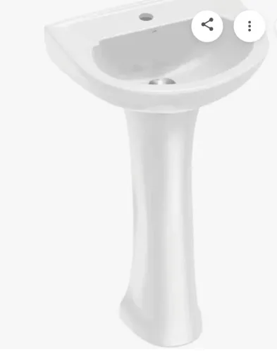Pia para banheiro lavabo com coluna na cor branca. Usado