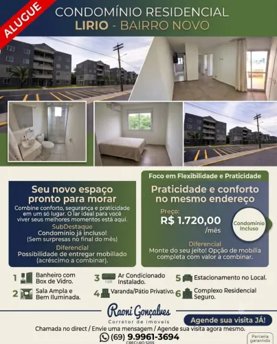 Apto 2 Qts no Condomínio Lírio