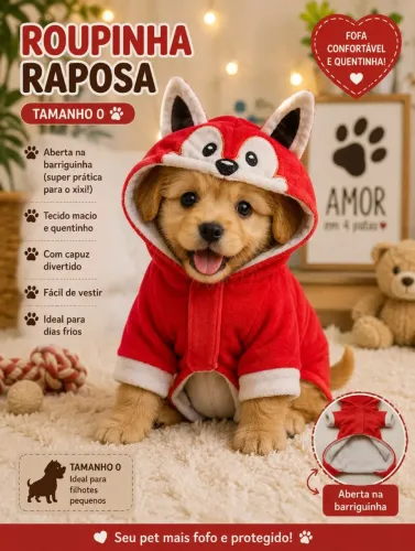Roupa pet - Raposinha - Linda, quentinha Tam.0