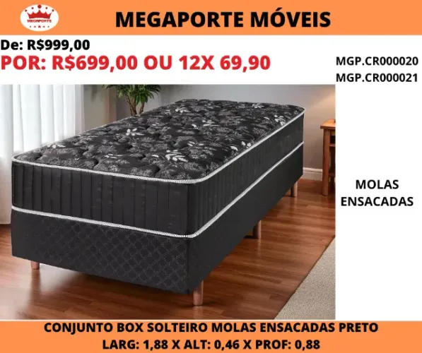 Conjunto Box Solteiro Molas Ensacadas
