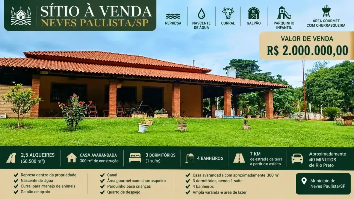 Imóvel para venda com 63000 metros quadrados com 3 quartos em Centro - Neves Paulista - SP