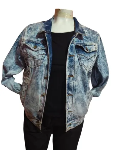 Jaqueta jeans tradicional tamanho GG marmorizado