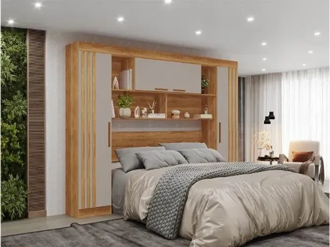 Guarda Roupa Modulado Casal Apolo 4Pts Cinamomo.Off White Salleto - Entrega Rápida! 
