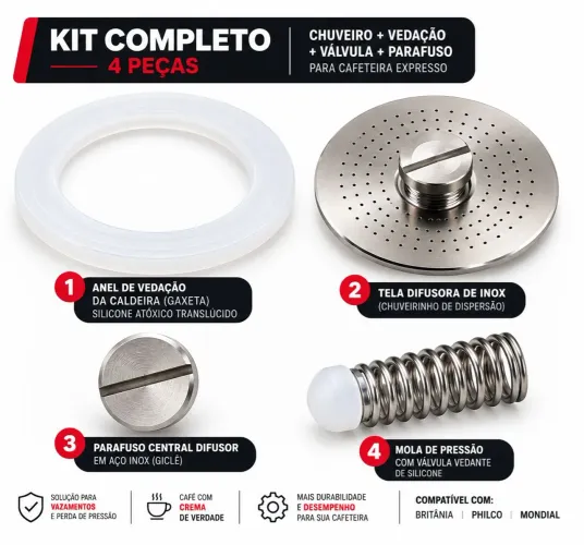 Kit Chuveiro Anel Silicone Britania Bcf33 Philco 15 Bar