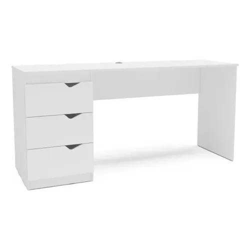 Mesa de 3 gavetas na cor Branca