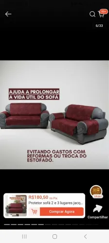 Capa para sofá 2 e 3 lugares valor 80 reais 