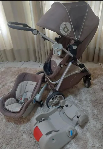 Carrinho de bebê + bebê conforto dzieco maly 3 em 1 capuccino