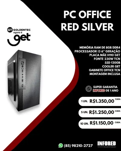 Computador Office Red Silver