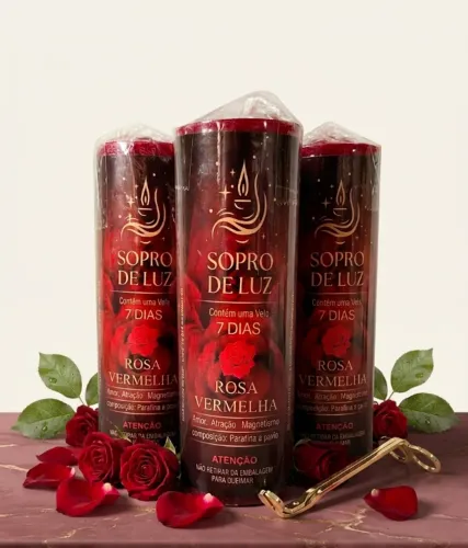 Vela de 7 Dias Vermelha com Aroma de Rosas Vermelhas
