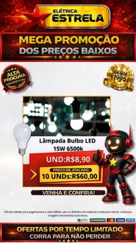 Lâmpada Bulbo LED 15W 6500K