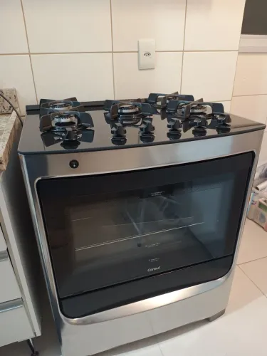 Fogão Consul 5 Bocas Inox com Mesa de Vidro - Excelente Estado